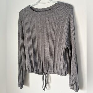 Small Gray Gilly Hicks Ribbed Knit Women's Top
